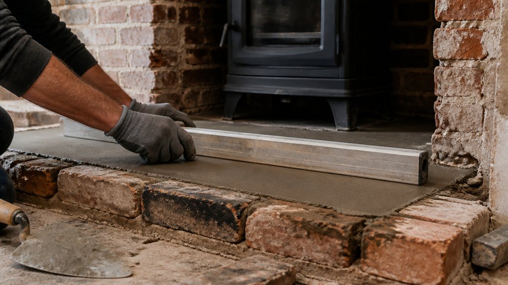 ensure hearth is level
